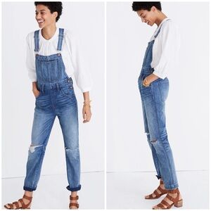 Madewell Women's Straight-Leg Overalls in Bernard Wash Medium Wash Sz XXS